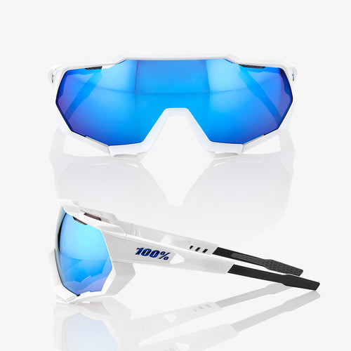 SPEEDTRAP - Matte White - HiPER Blue Multilayer Mirror Lens