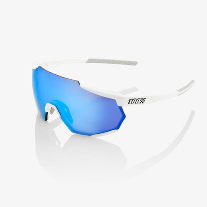 RACETRAP - Matte White - HiPER Blue Multilayer Mirror Lens