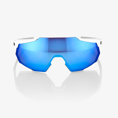 RACETRAP - Matte White - HiPER Blue Multilayer Mirror Lens