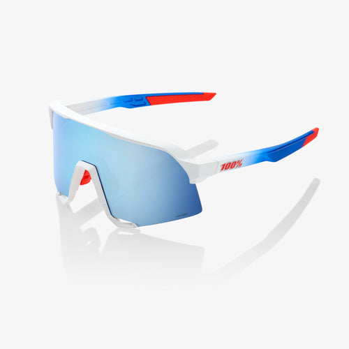 S3® TotalEnergies Team Matte White / Metallic Blue - HiPER® Blue Multilayer Mirror Lens