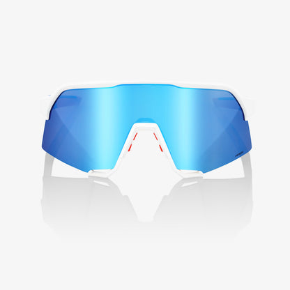 S3® TotalEnergies Team Matte White / Metallic Blue - HiPER® Blue Multilayer Mirror Lens