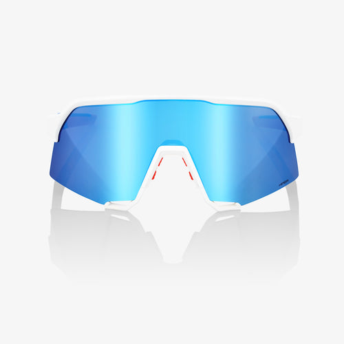 S3® TotalEnergies Team Matte White / Metallic Blue - HiPER® Blue Multilayer Mirror Lens