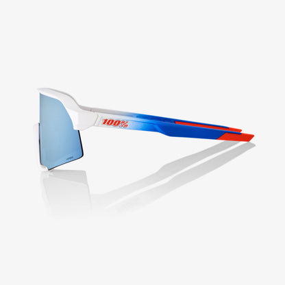S3® TotalEnergies Team Matte White / Metallic Blue - HiPER® Blue Multilayer Mirror Lens